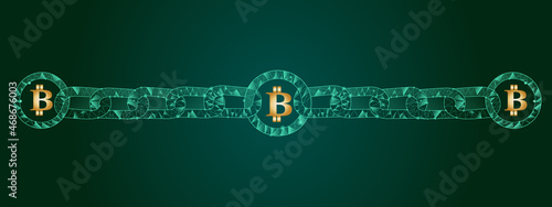 Blockchain - bitcoin software platform isolated on background. Bitcoin blockchain for digital asset, financial system and presentation material. Bitcoin blockchain vector illustration	