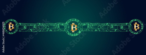 Blockchain - bitcoin software platform isolated on background. Bitcoin blockchain for digital asset, financial system and presentation material. Bitcoin blockchain vector illustration	