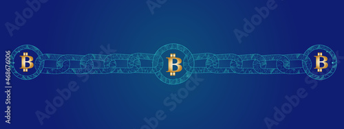 Blockchain - bitcoin software platform isolated on background. Bitcoin blockchain for digital asset, financial system and presentation material. Bitcoin blockchain vector illustration	