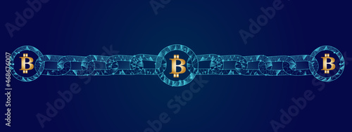 Blockchain - bitcoin software platform isolated on background. Bitcoin blockchain for digital asset, financial system and presentation material. Bitcoin blockchain vector illustration	