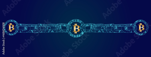 Blockchain - bitcoin software platform isolated on background. Bitcoin blockchain for digital asset, financial system and presentation material. Bitcoin blockchain vector illustration	