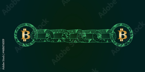 Blockchain - bitcoin software platform isolated on background. Bitcoin blockchain for digital asset, financial system and presentation material. Bitcoin blockchain vector illustration	