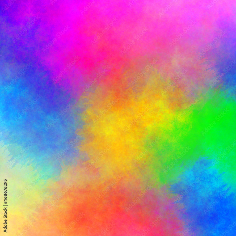 Multicolor watercolor background. Rainbow tones. Abstract clouds pattern. 
