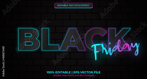 Black Friday Neon Editable Text Style Effect
