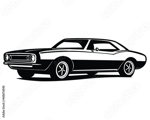 american muscle car isolated side view white background. best for logos, badges, emblems, icons, available in eps 10. © DEKI WIJAYA