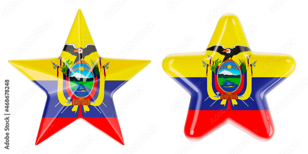 Stars with Ecuadorian flag, 3D rendering Stars with Ecuadorian flag, 3D rendering