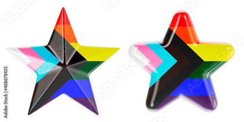 Stars with modern pride flag LGBTQ. 3D rendering