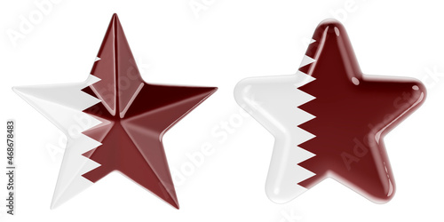 Stars with Qatari flag, 3D rendering