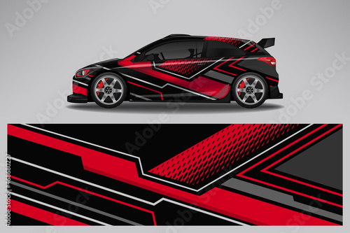 Car wrap design race livery vehicle vector. Graphic abstract stripe racing background kit designs for vehicle, race car, rally, adventure and livery