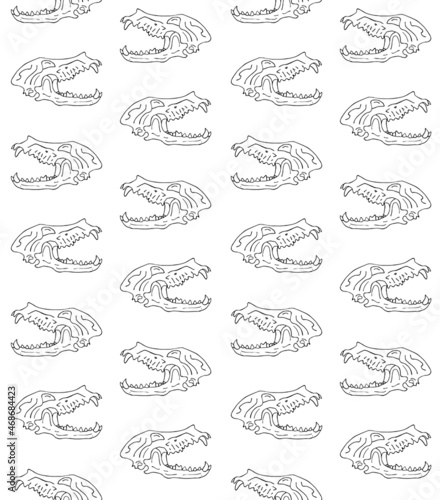 Vector seamless pattern of hand drawn doodle sketch dog wolf skull isolated on white background