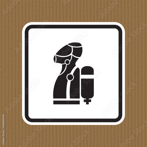 Wear SCBA (Self Contained Breathing Apparatus) Symbol Isolate On White Background,Vector Illustration EPS.10