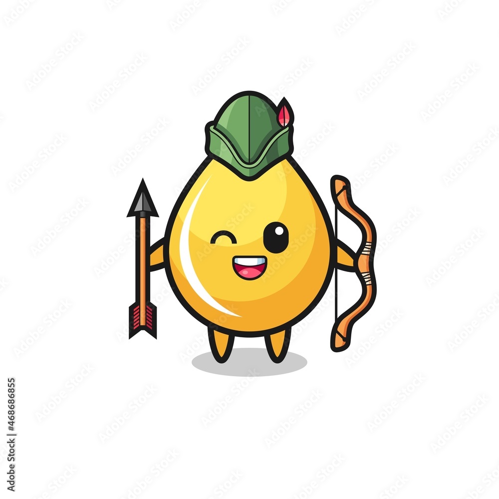 Fototapeta premium honey drop cartoon as medieval archer mascot