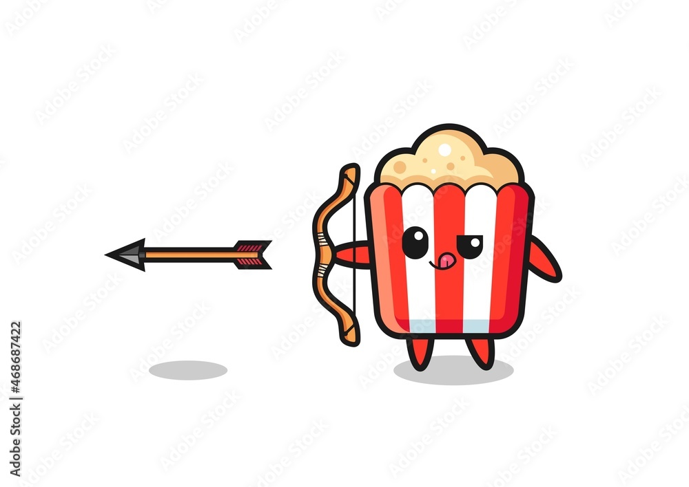 illustration of popcorn character doing archery illustration of popcorn character doing archery