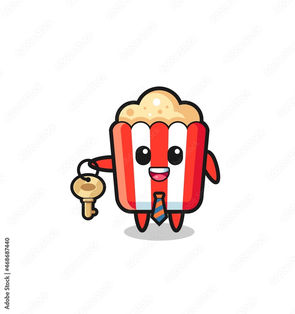 cute popcorn as a real estate agent mascot cute popcorn as a real estate agent mascot