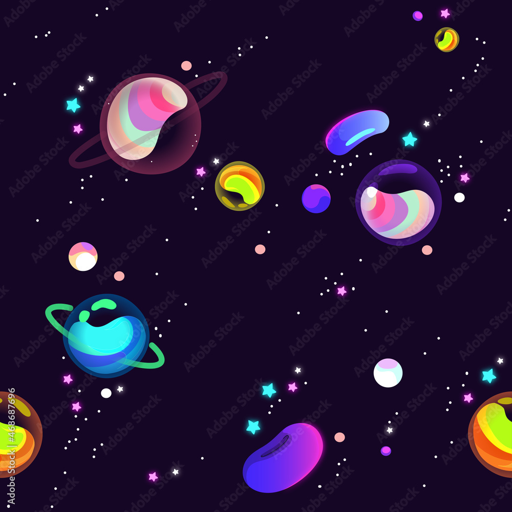 seamless background with jelly planets