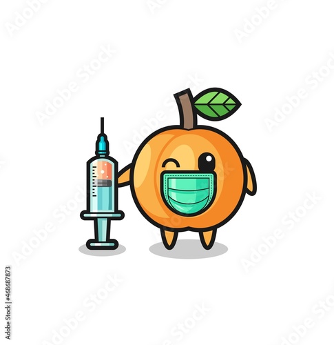 apricot mascot as vaccinator