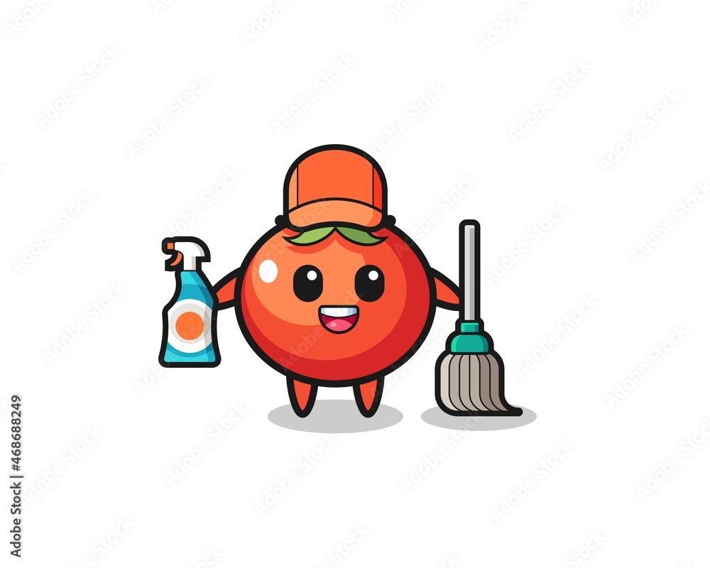cute tomatoes character as cleaning services mascot cute tomatoes character as cleaning services mascot