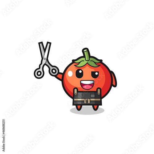 tomatoes character as barbershop mascot