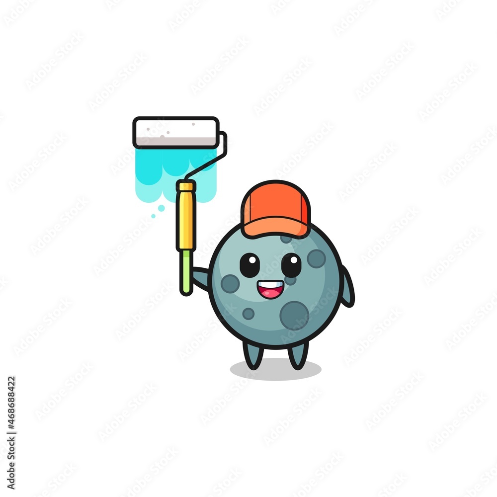 the asteroid painter mascot with a paint roller the asteroid painter mascot with a paint roller