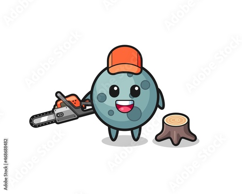 asteroid lumberjack character holding a chainsaw