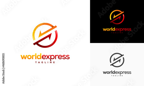 Modern World Express delivery logo, Logistic company vector logo template