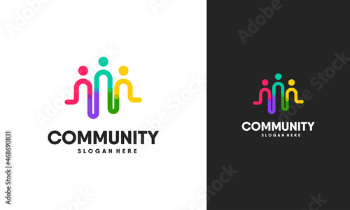 Colorful People community logo template designs vector illustration
