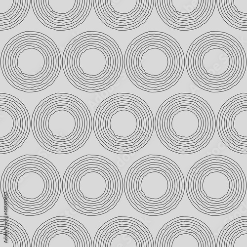 Rough rings that go one into the other. Seamless pattern with rings, slightly curved and casual.