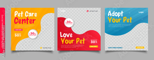 Pet shop banner for instagram post and story template	