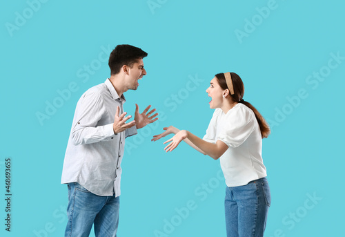 Young couple quarreling on ...