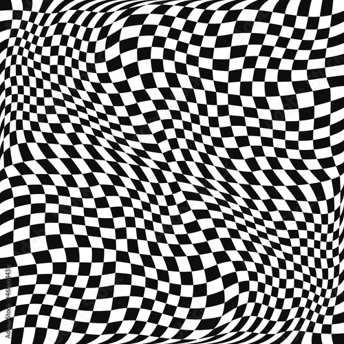 Racing flag, winding pattern. Vector black and white repeating convex pattern.