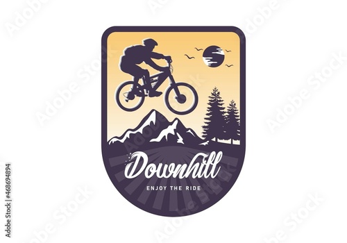 Extreme downhill mountain bike logo illustration design