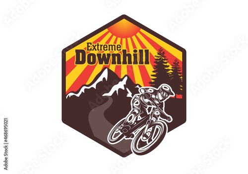 Extreme downhill mountain bike logo illustration design