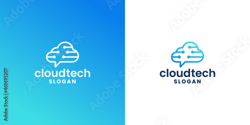 cloud tech logo design. cloud data logo design technology company