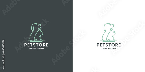 dog and rabbit pet store logo design