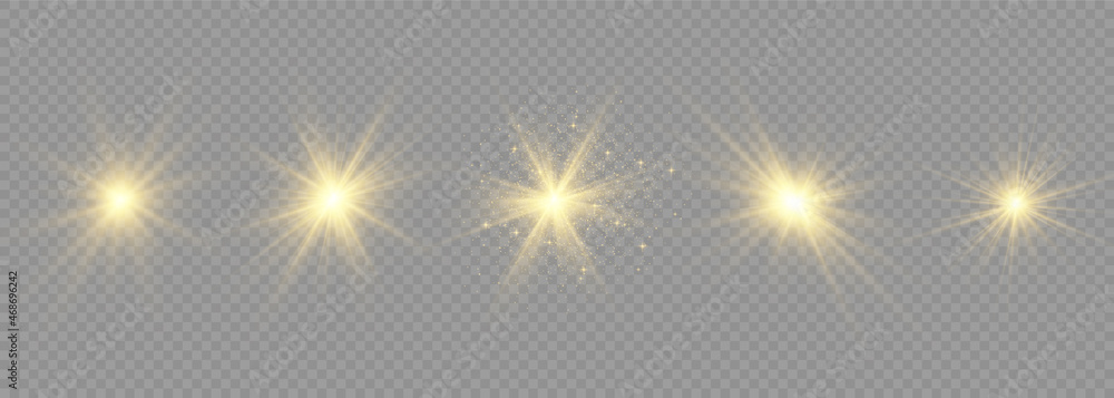 Flash of sun with rays and star. 