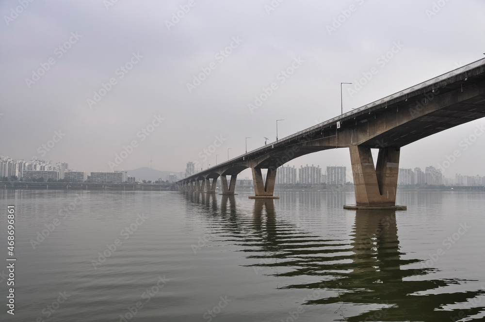 Han River Bridge in Seoul Korea.