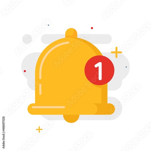 Number of unopened or unread, reminder, one new bell notification concept illustration flat design vector eps10. modern graphic element for landing page, empty state ui, infographic, icon
