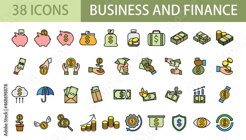 Business and Finance Icons. Vector icon set