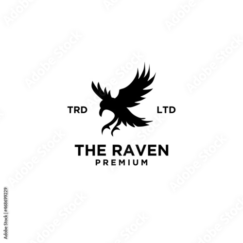 flying black raven logo icon designs