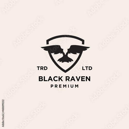 black raven on shield logo design