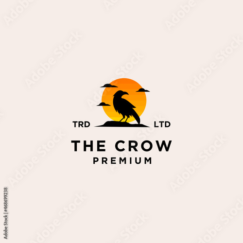 black crow and moonlight logo design photo