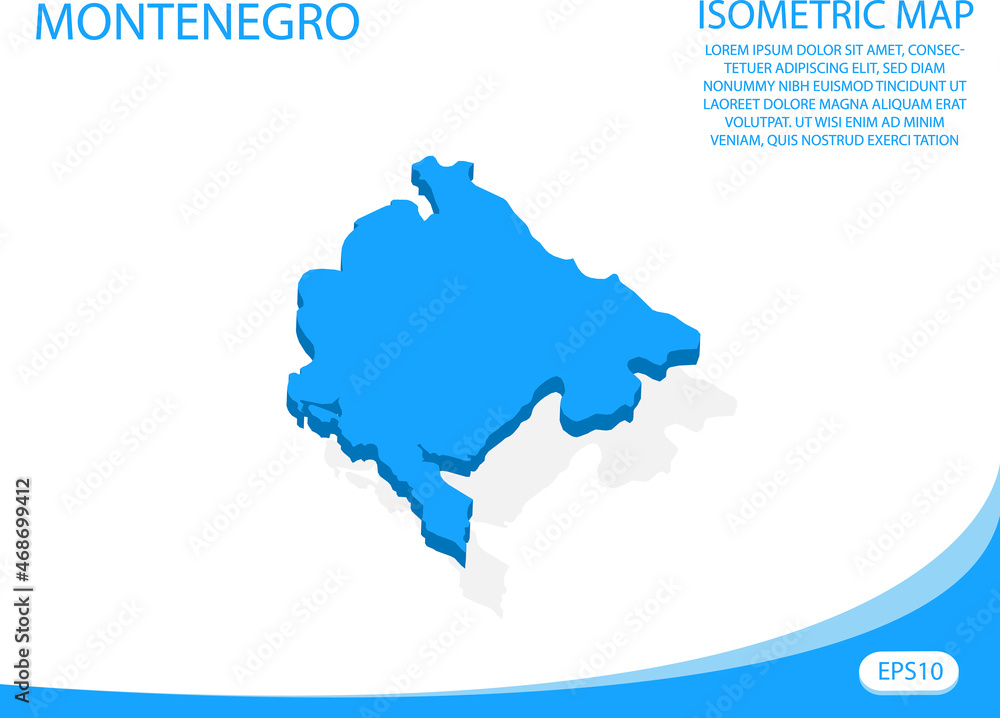 Modern vector isometric of Montenegro blue map. elements white background for concept map easy to edit and customize. eps 10
