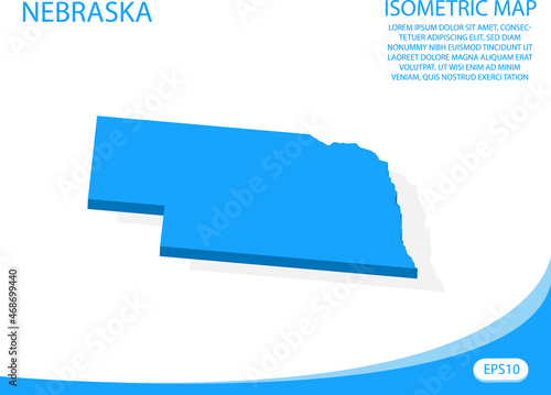 Modern vector isometric of Nebraska blue map. elements white background for concept map easy to edit and customize. eps 10
