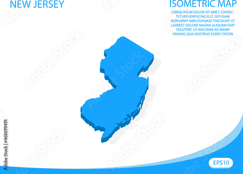 Modern vector isometric of New Jersey blue map. elements white background for concept map easy to edit and customize. eps 10