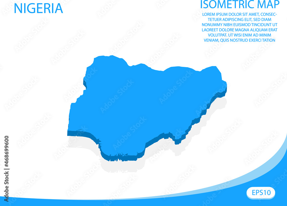 Modern vector isometric of Nigeria blue map. elements white background for concept map easy to edit and customize. eps 10