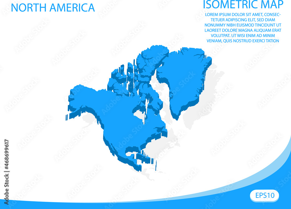 Modern vector isometric of North America blue map. elements white background for concept map easy to edit and customize. eps 10