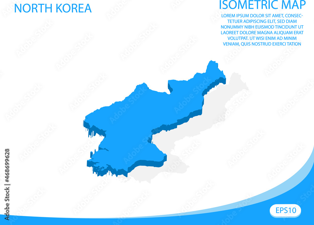 Modern vector isometric of North Korea blue map. elements white background for concept map easy to edit and customize. eps 10