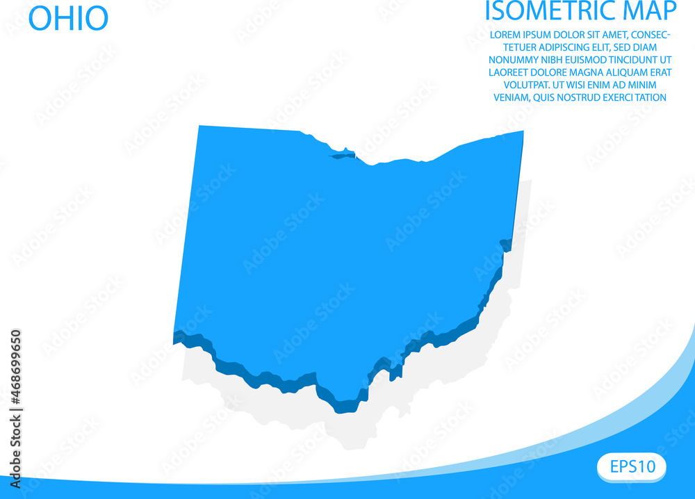 Modern vector isometric of Ohio blue map. elements white background for concept map easy to edit and customize. eps 10