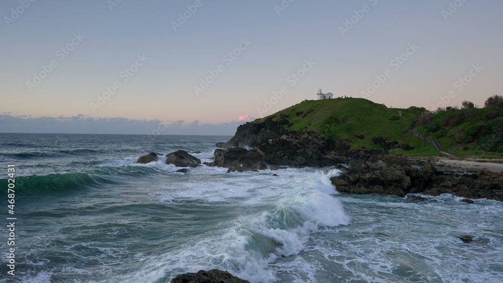 wide shot at dawn of tacking point lighthouse wide shot at dawn of tacking point lighthouse