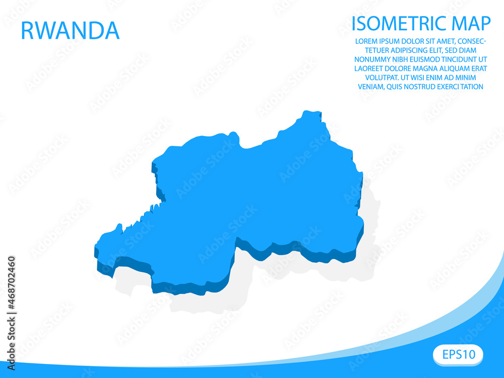 Modern vector isometric of Rwanda blue map. elements white background for concept map easy to edit and customize. eps 10